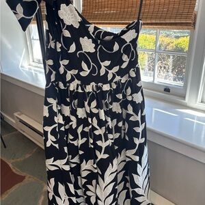 Anthropologie Black Dress with White Floral Stitching